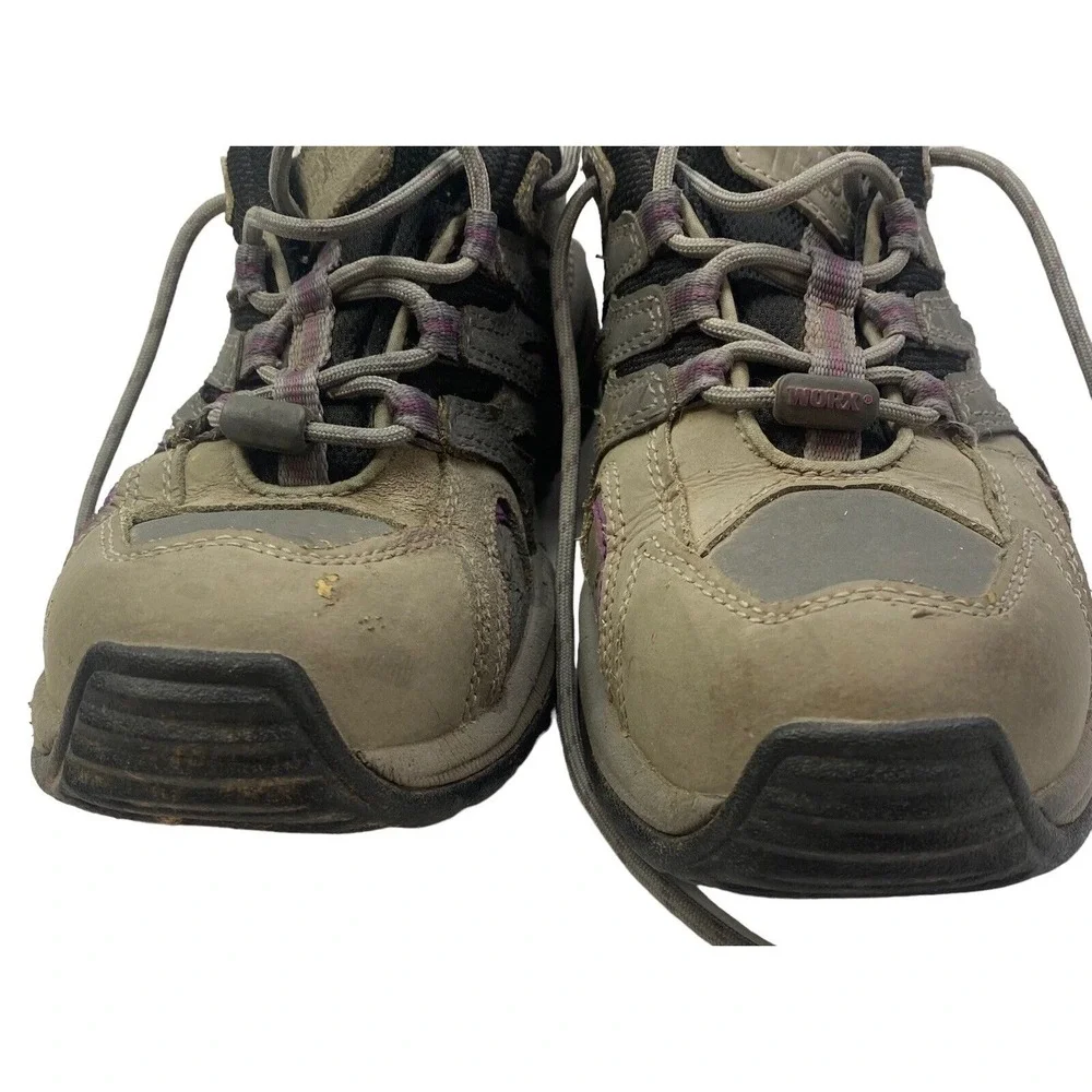 WORX Women Steel Toe Shoes Size 7 Gray Purple Red‎ Work Hiking Sneakers